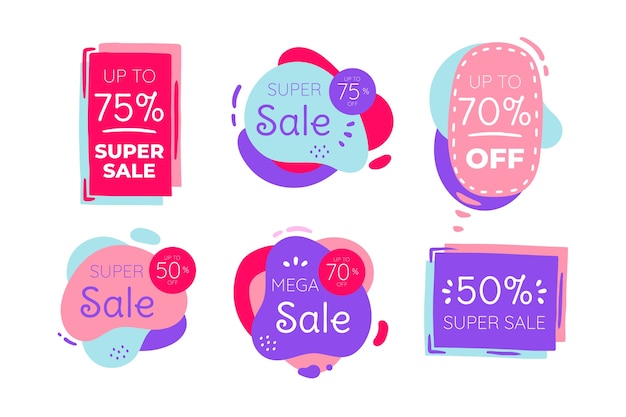 Discount numbers badges collection design