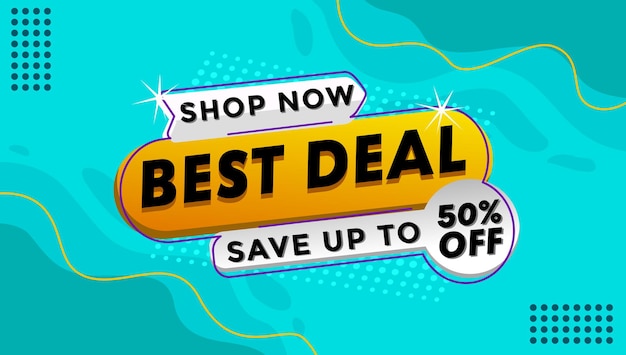 discount and offer shop template banner in blue color bacground illustration