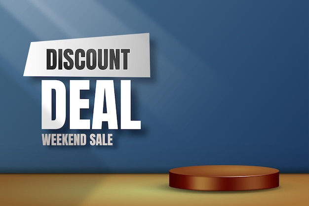 Discount sale 3D podium blue background