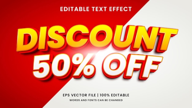 Discount sale promo 3d editable text effect