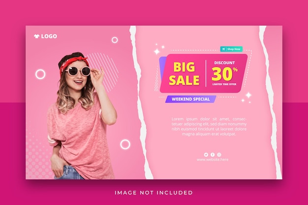 Discount social media banner sale background with label discount