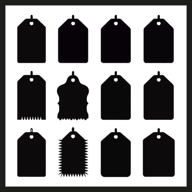 discount tags black Silhouette vector