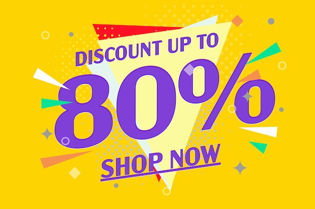 Discount up to percent off pop art banner