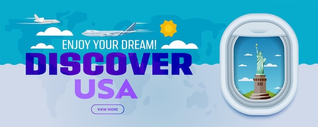 Discover USA Traveling the world by plane Tourism and vacation theme