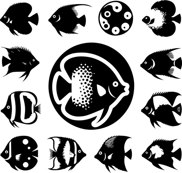 Vector discus fish animal vector silhouette