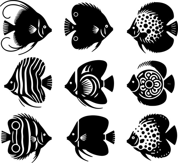 Vector discus fish animal vector silhouette