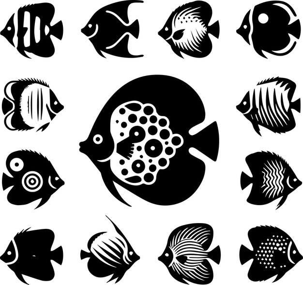 Vector discus fish animal vector silhouette