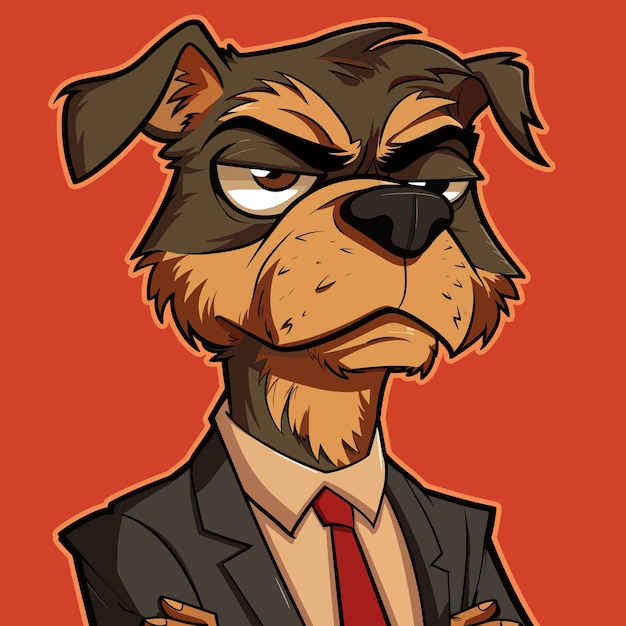 Disgusted Dog Boss Cartoon Character