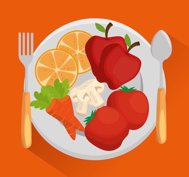 dish with fresh vegetables vector illustration design