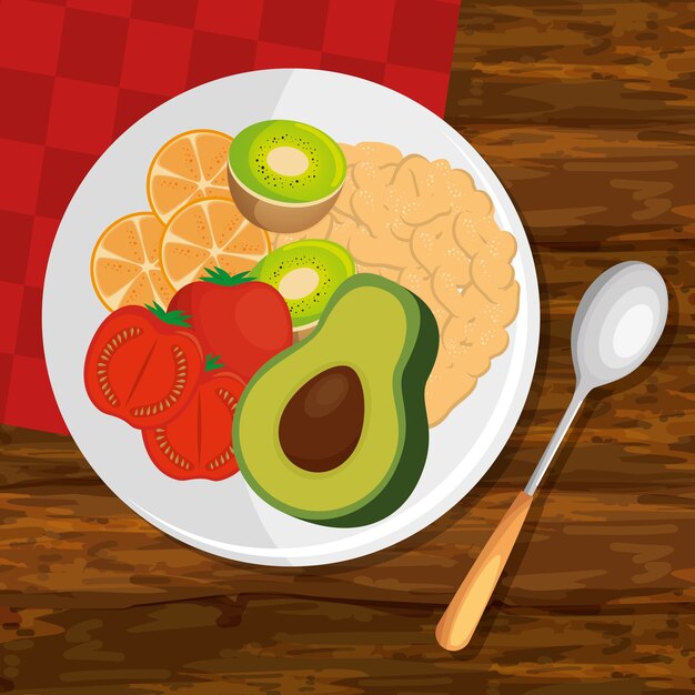 Vector dish with fresh vegetables vector illustration design