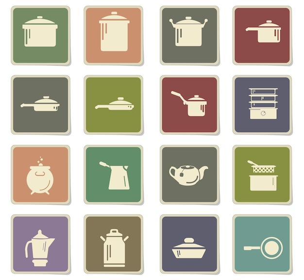 Dishes vector icons for user interface design