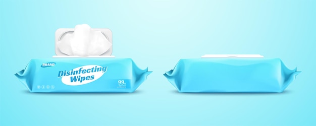 Disinfecting wipes pack mockup