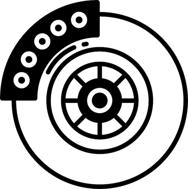 Disk brake glyph and line vector illustration