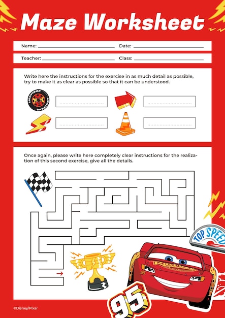 Disney Cars Maze Worksheet