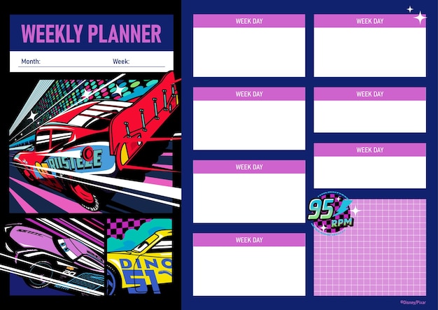 Disney Cars Weekly Planner