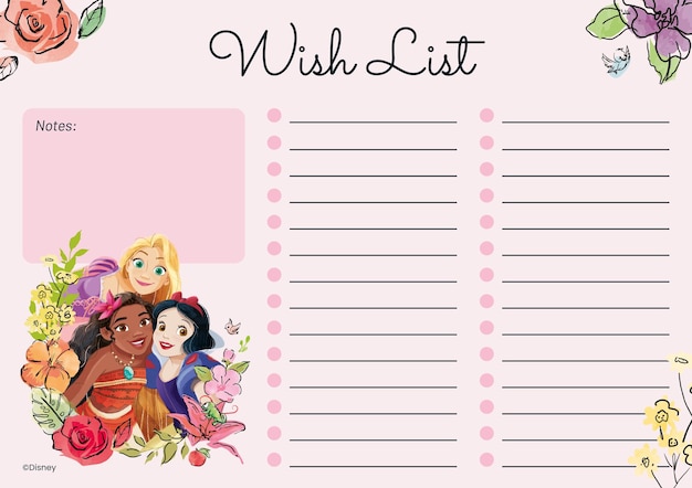 Disney Princess Birthday Wish List