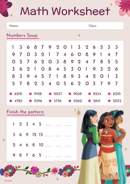 Disney Princess Math Worksheet