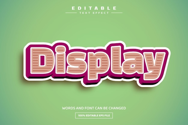 Display 3D editable text effect template