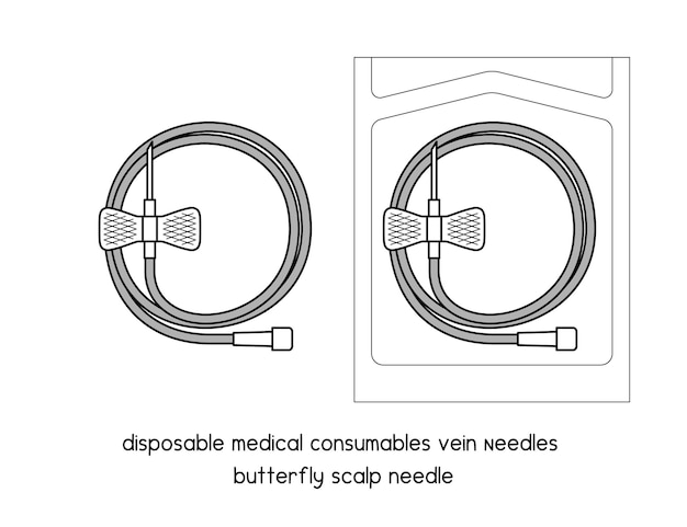 disposable Consumables Vein Needles butterfly Scalp needle diagram for experiment setup lab outline