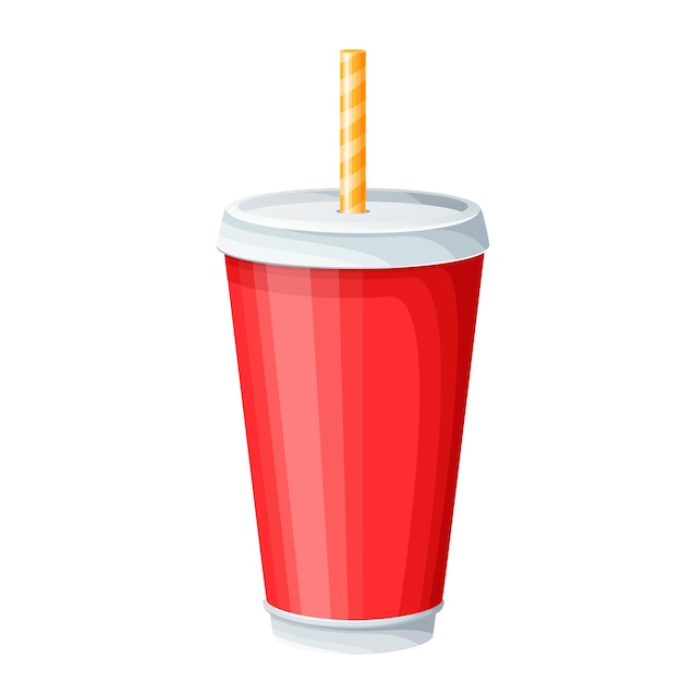 Disposable paper beverage cup with drinking straw