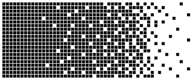 Dissolved filled pixel square vector background.