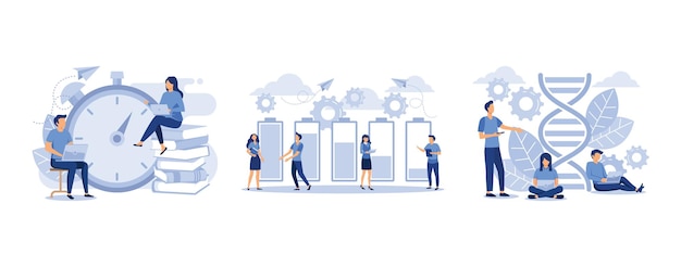 distance learning, discharged power sources, digital structure of dna, set flat vector modern