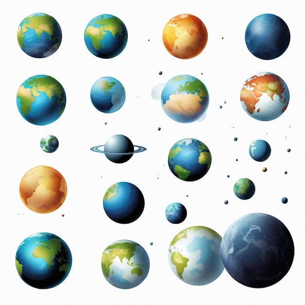 Distant planet map vector set white background isolated a high qua