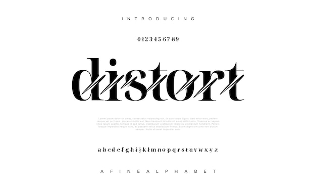 Distort abstract minimal modern alphabet fonts and logo Creative typography sport technology fash