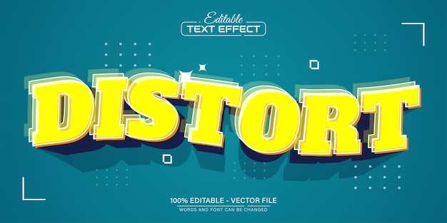 Distort modern yellow 3d style text effect editable