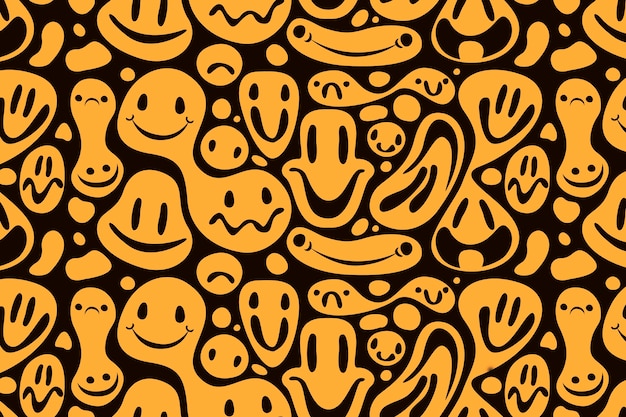 Vector distorted smile emoticon pattern style