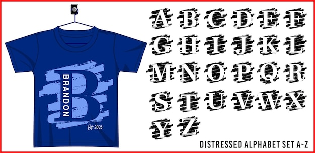 Distressed Alphabet Abstract Letters Grunge Font Vector Design Set AZ for T shirt Designs