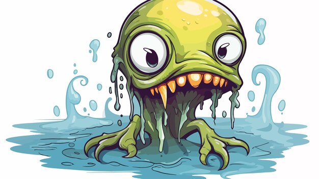 Vector distressed cartoon alien swamp monster sticker