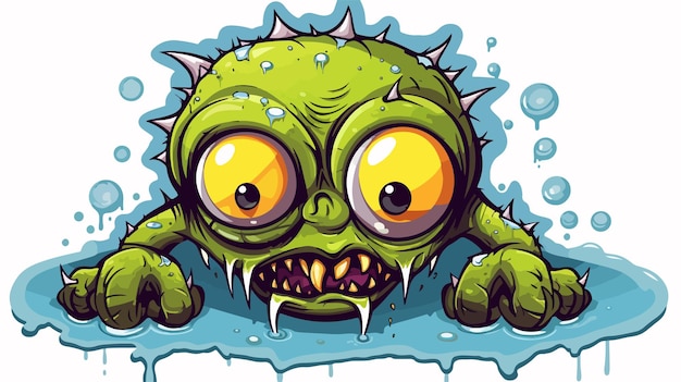 Distressed Cartoon Alien Swamp Monster Sticker