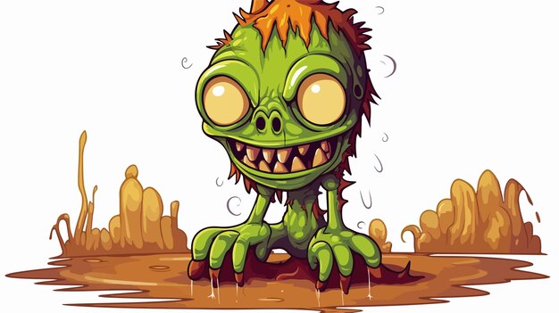 Vector distressed cartoon alien swamp monster sticker