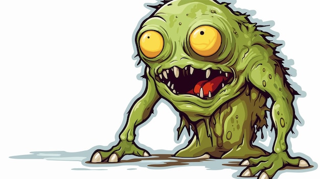 Distressed Cartoon Alien Swamp Monster Sticker