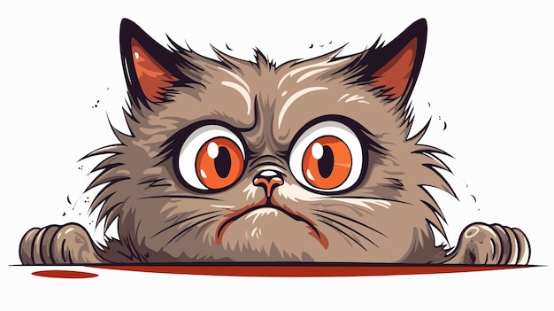 Distressed Cartoon Cat Sticker with Intense Stare