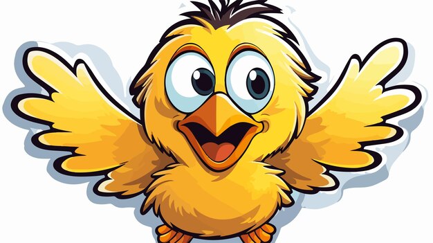 Vector distressed cartoon chick flapping wings sticker