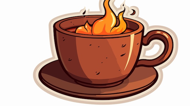 Vector distressed cartoon hot tea cup sticker