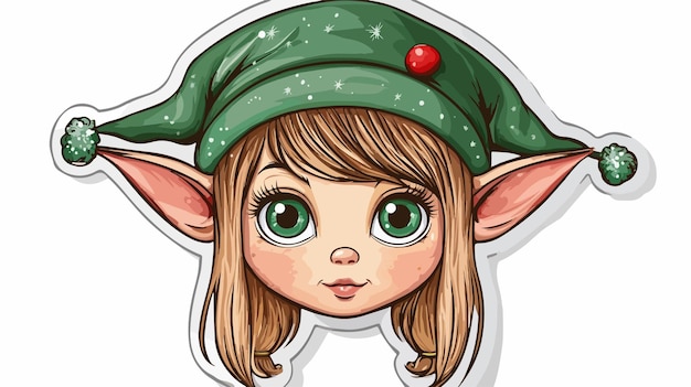 Vector distressed sticker of a beautiful cartoon elf girl