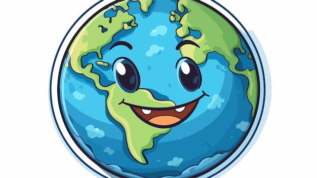 Vector distressed sticker of cute cartoon globe