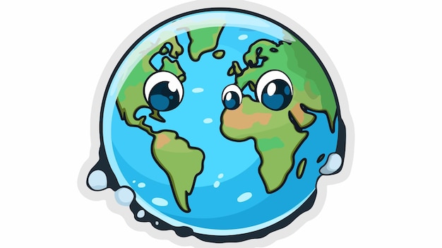 Vector distressed sticker of cute cartoon globe