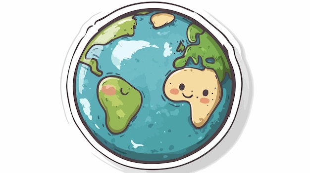 Vector distressed sticker of a cute cartoon planet earth