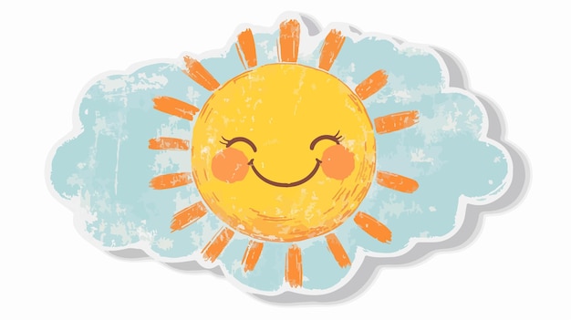 Vector distressed sticker of a cute cartoon sunshine