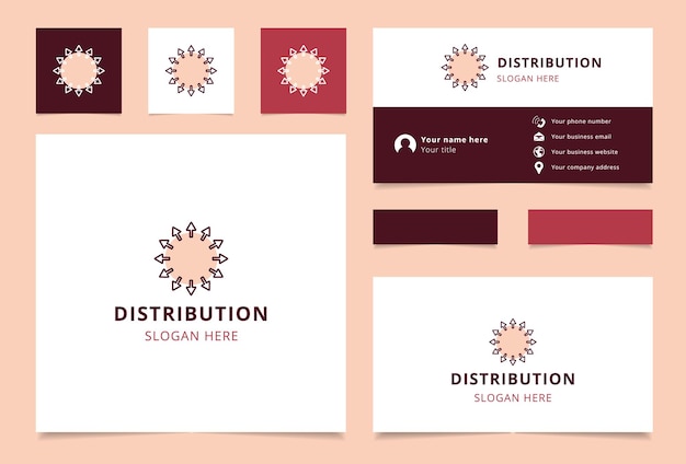 Distribution logo design with editable slogan Business card and branding book template