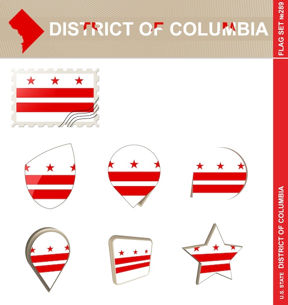 District of Columbia Flag Set US state Flag Set 289 Vector