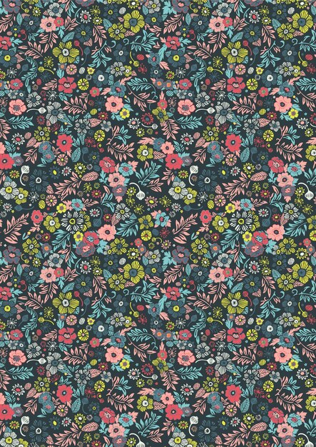 Vector ditsy florals pattern and background