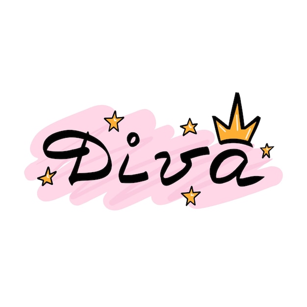 Diva lettering Hand drawn illustration