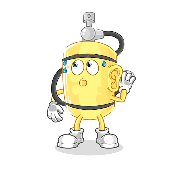 Diver cylinder eavesdropping vector cartoon character