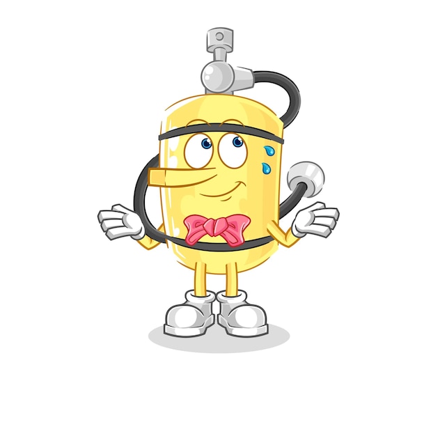 Diver cylinder lie like Pinocchio character cartoon mascot vector