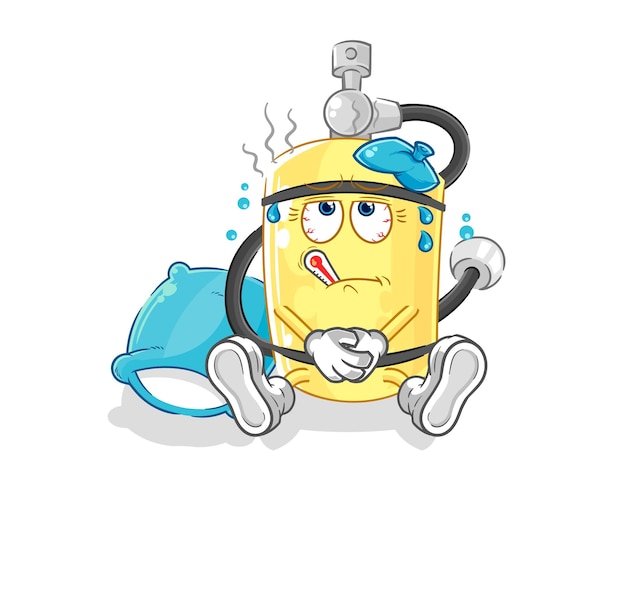 Diver cylinder sick vector cartoon character